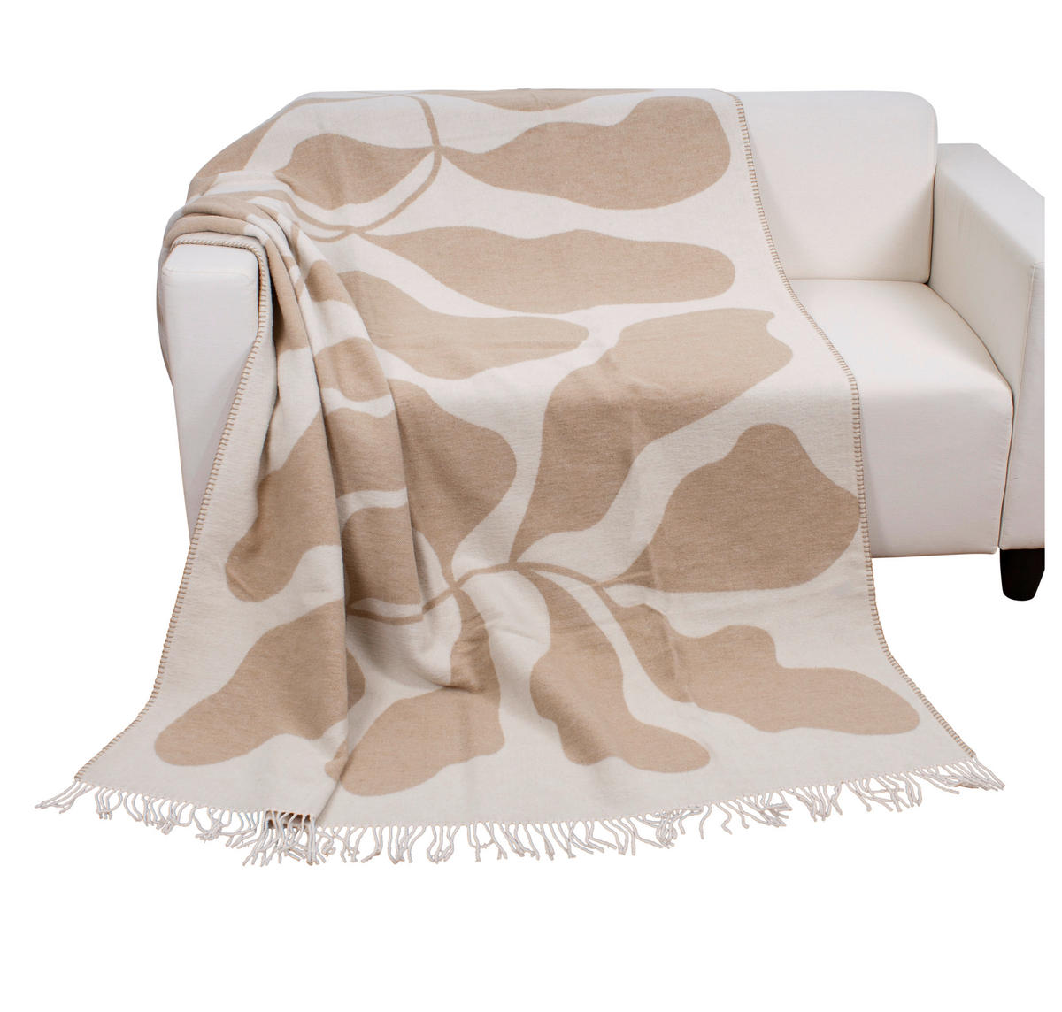 Wohndecke Sommerdecke_m.Fransen creme - creme (150,00/200,00cm)