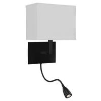 Searchlight Wandleuchte weiß schwarz Textil Stahl B/H/T: ca. 20x26x26 cm E27 1 Brennstellen Hotel - weiß/schwarz (20,00/26,00/26,00cm) - Searchlight