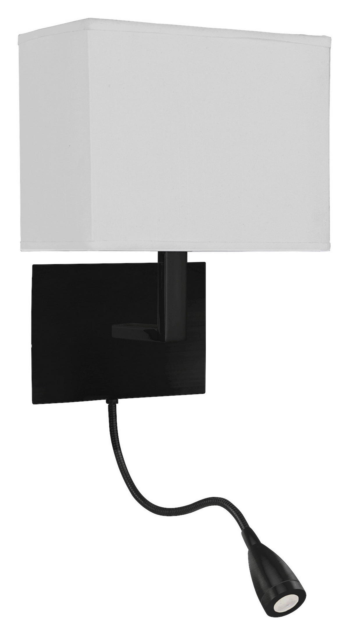 Searchlight Wandleuchte weiß schwarz Textil Stahl B/H/T: ca. 20x26x26 cm E27 1 Brennstellen Hotel - weiß/schwarz (20,00/26,00/26,00cm) - Searchlight