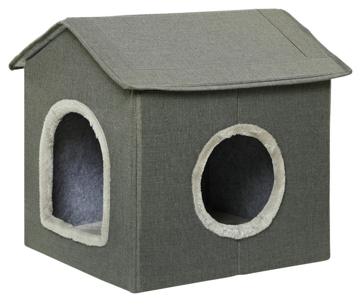 PawHut Katzenhaus grau PVC B/H/L: ca. 43,5x40,5x39 cm Katzenhaus - grau (39,00/43,50/40,50cm) - PawHut