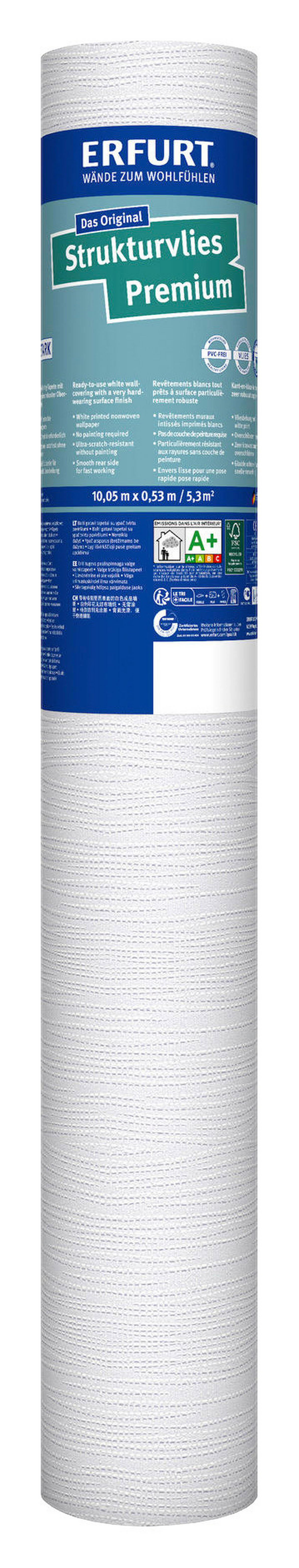 Erfurt Struktur-Vliestapete Premium Premium weiß B/L: ca. 53x1005 cm Premium - weiß (53,00/1005,00cm) - Erfurt