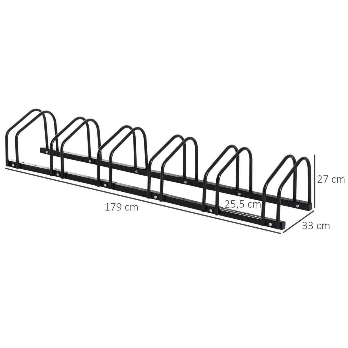 HOMCOM Fahrrad-Zubehör schwarz schwarz B/H/L: ca. 33x179x27 cm Fahrradhalter - schwarz (27,00/33,00/179,00cm) - HOMCOM