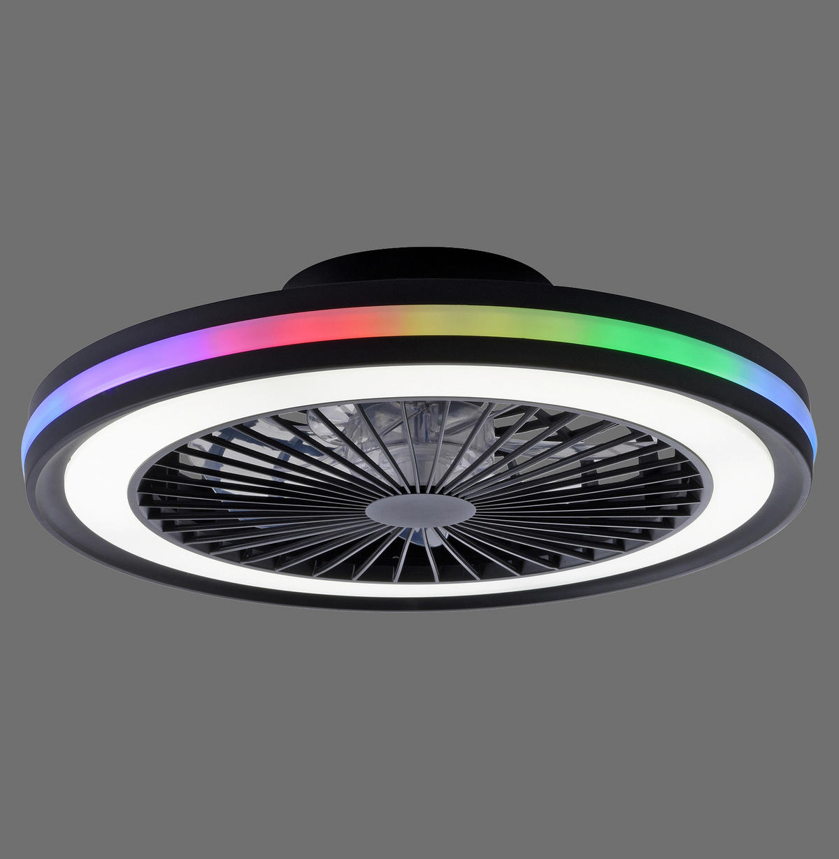 Just Light LED-Deckenventilator schwarz B/H/L: ca. 45,5x14x45,5 cm max. 36 W LED-Deckenventilator_Brandon - schwarz (45,50/45,50/14,00cm) - Just Light