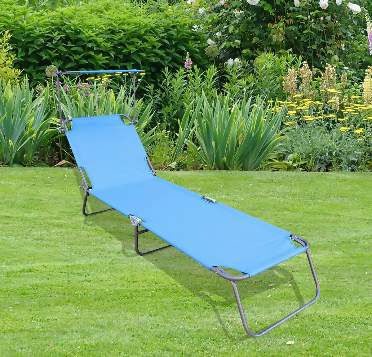 VCM Sonnenliege blau Polyester-Mischgewebe B/H/L: ca. 55x34x190 cm Sonnenliege - blau (190,00/55,00/34,00cm) - VCM