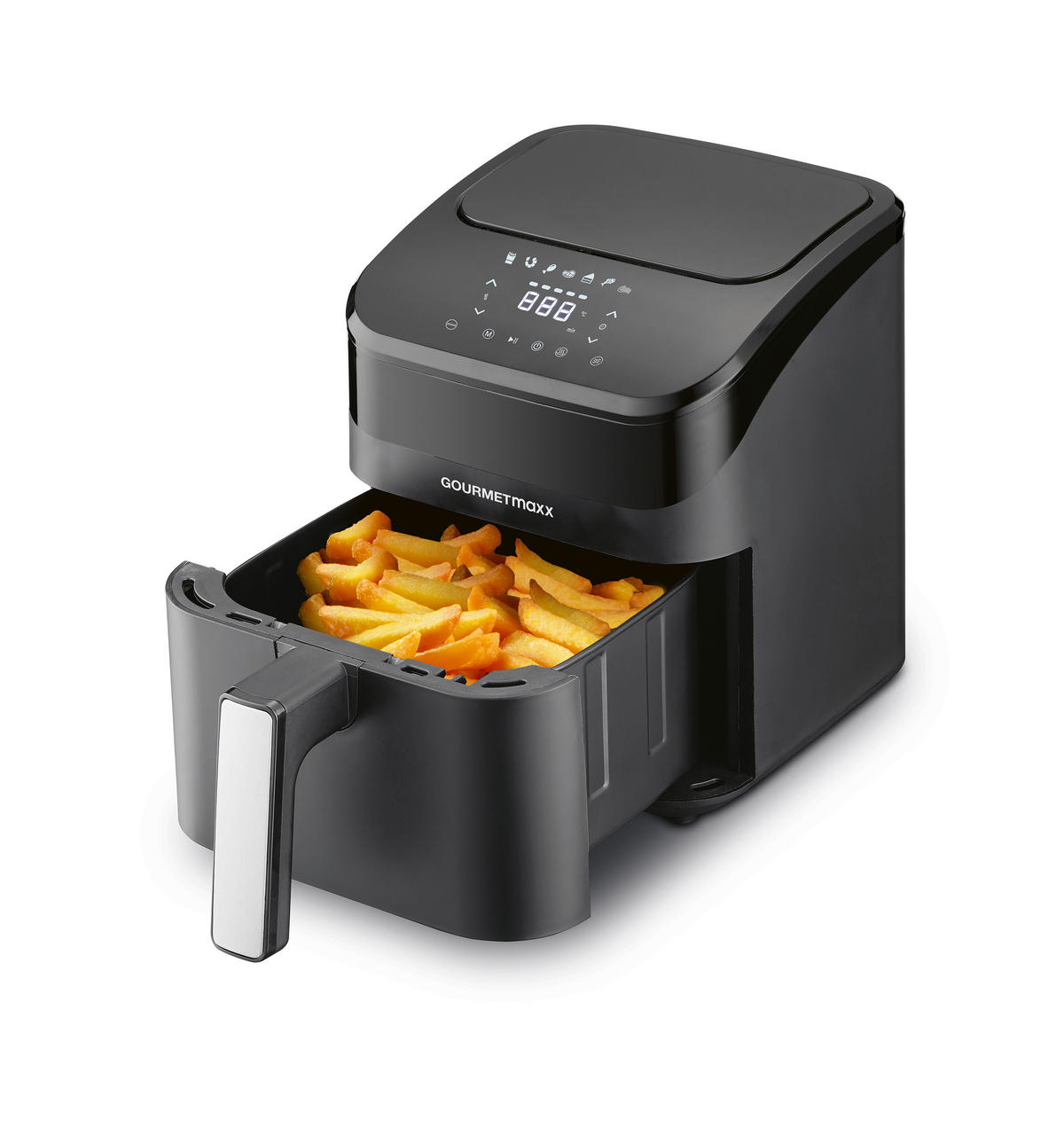 GOURMETmaxx Heißluftfritteuse schwarz Metall B/H/L: ca. 24x28,6x34,9 cm ca. 4 l Heißluftfritteuse 15021 - schwarz (34,90/24,00/28,60cm) - GOURMETmaxx