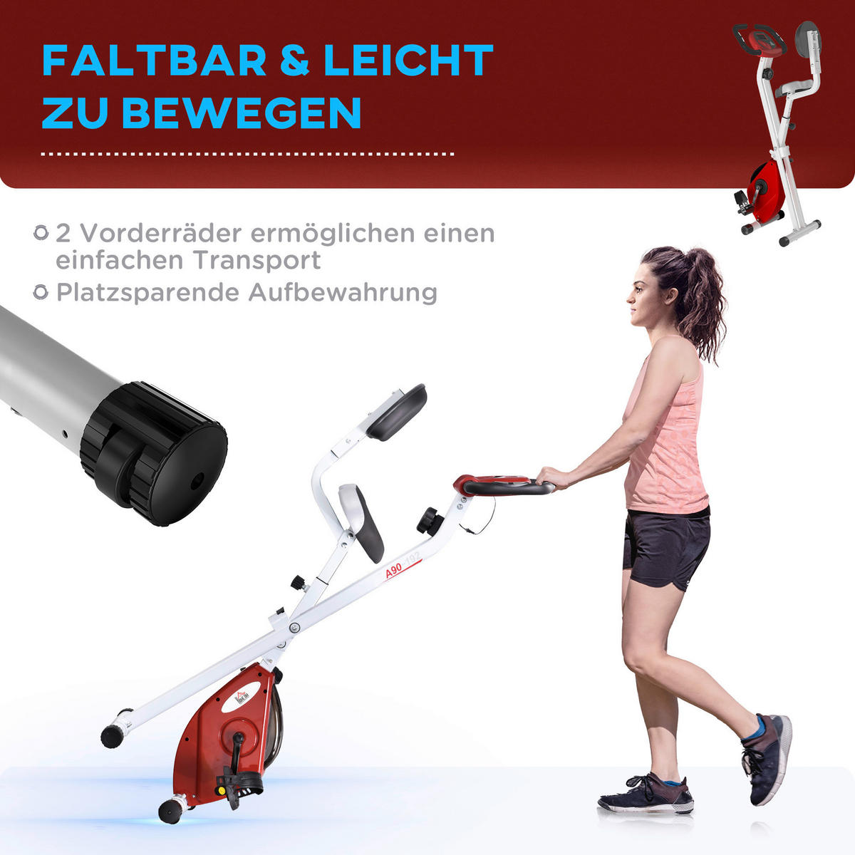 HOMCOM Fahrradtrainer rot Stahl H/L: ca. 109x97 cm Fahrradtrainer - rot (97,00cm) - HOMCOM