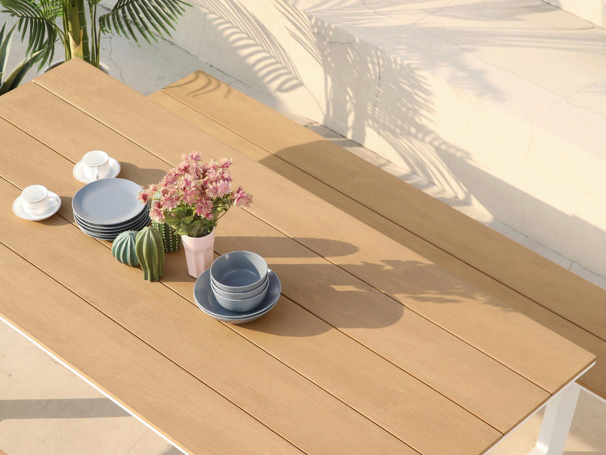 AXI Outdoor Living Picknickset Nori braun Metall B/H/L: ca. 200x75x190 cm Nori - braun/weiß (190,00/200,00/75,00cm) - AXI Outdoor Living