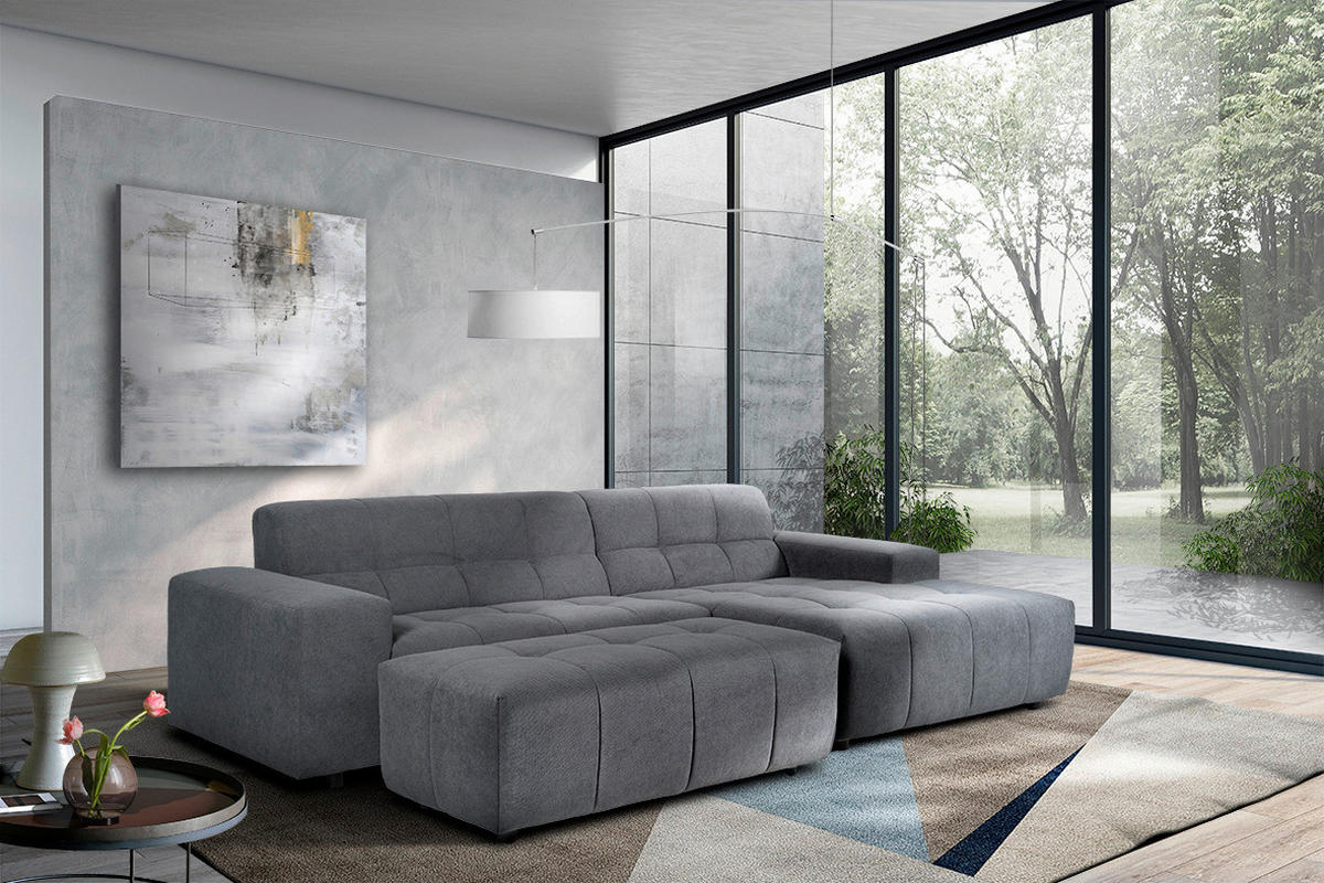 Polsterecke Asia grau Flachgewebe B/H/T: ca. 300x80x160 cm Asia - schwarz/grau (300,00/80,00/160,00cm)