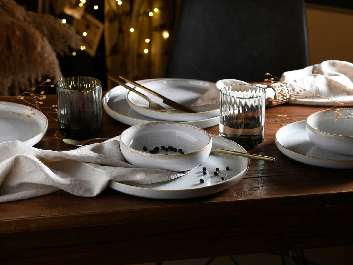 CreaTable Tafelservice Uno weiß Steinzeug 12 tlg. Uno - weiß - CreaTable