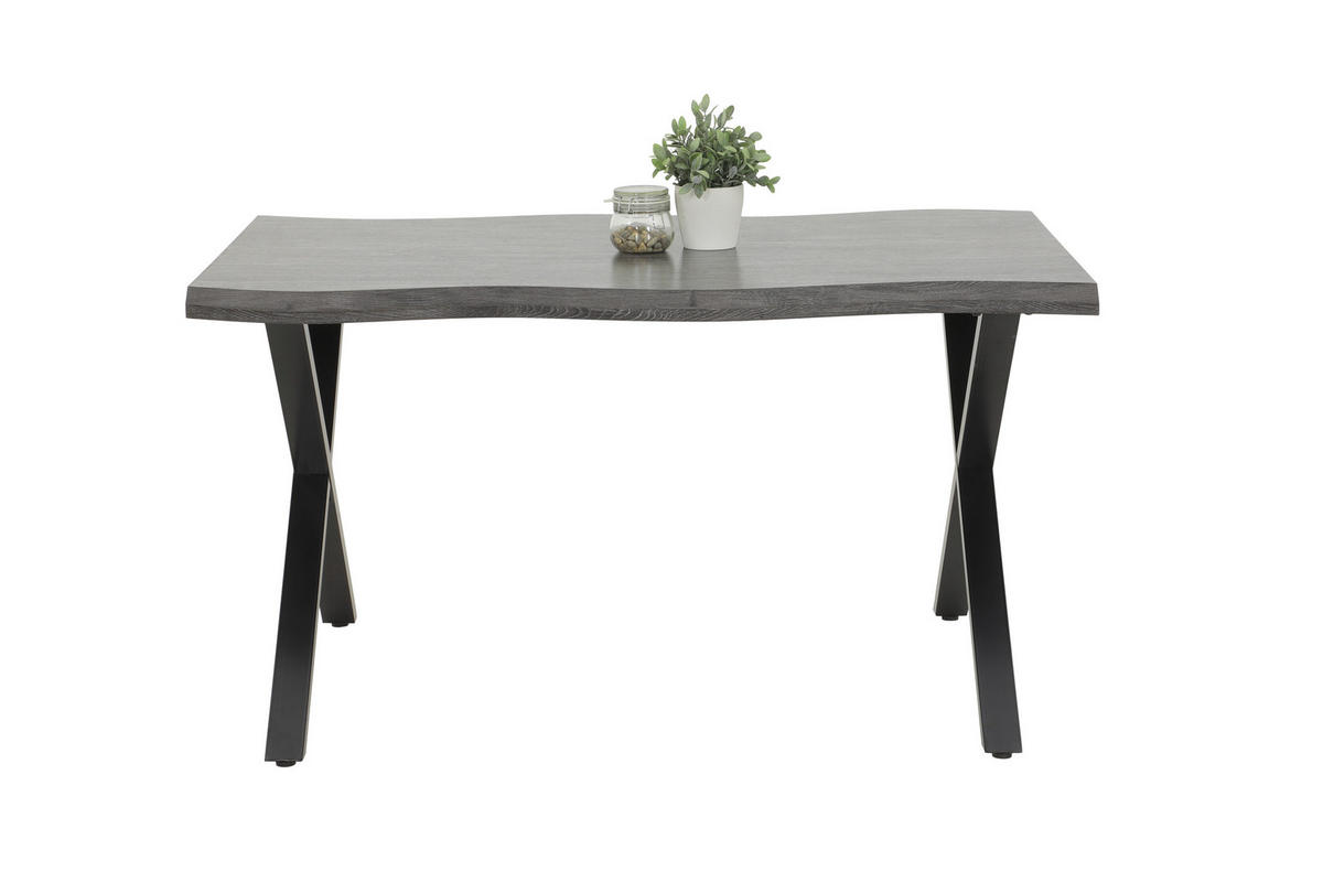 Esstisch Gerda grau Akazie Nachbildung B/H/T: ca. 140x76x90 cm Gerda - schwarz/grau (140,00/76,00/90,00cm)