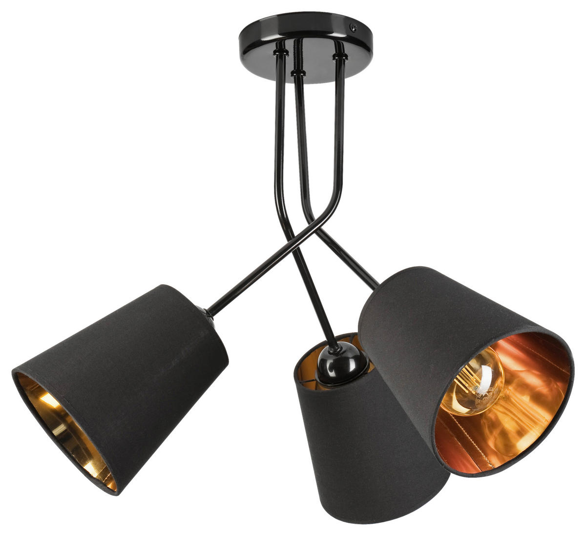 Lamkur Deckenleuchte schwarz Stahl B/H/L: ca. 55x45x55 cm E27 3 Brennstellen IRMA - schwarz (55,00/55,00/45,00cm) - Lamkur