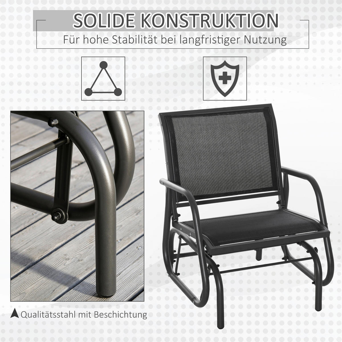 Outsunny Gartenstuhl grau Metall B/H/T: ca. 75x85x66 cm Gartenstuhl - grau (75,00/85,00/66,00cm) - Outsunny
