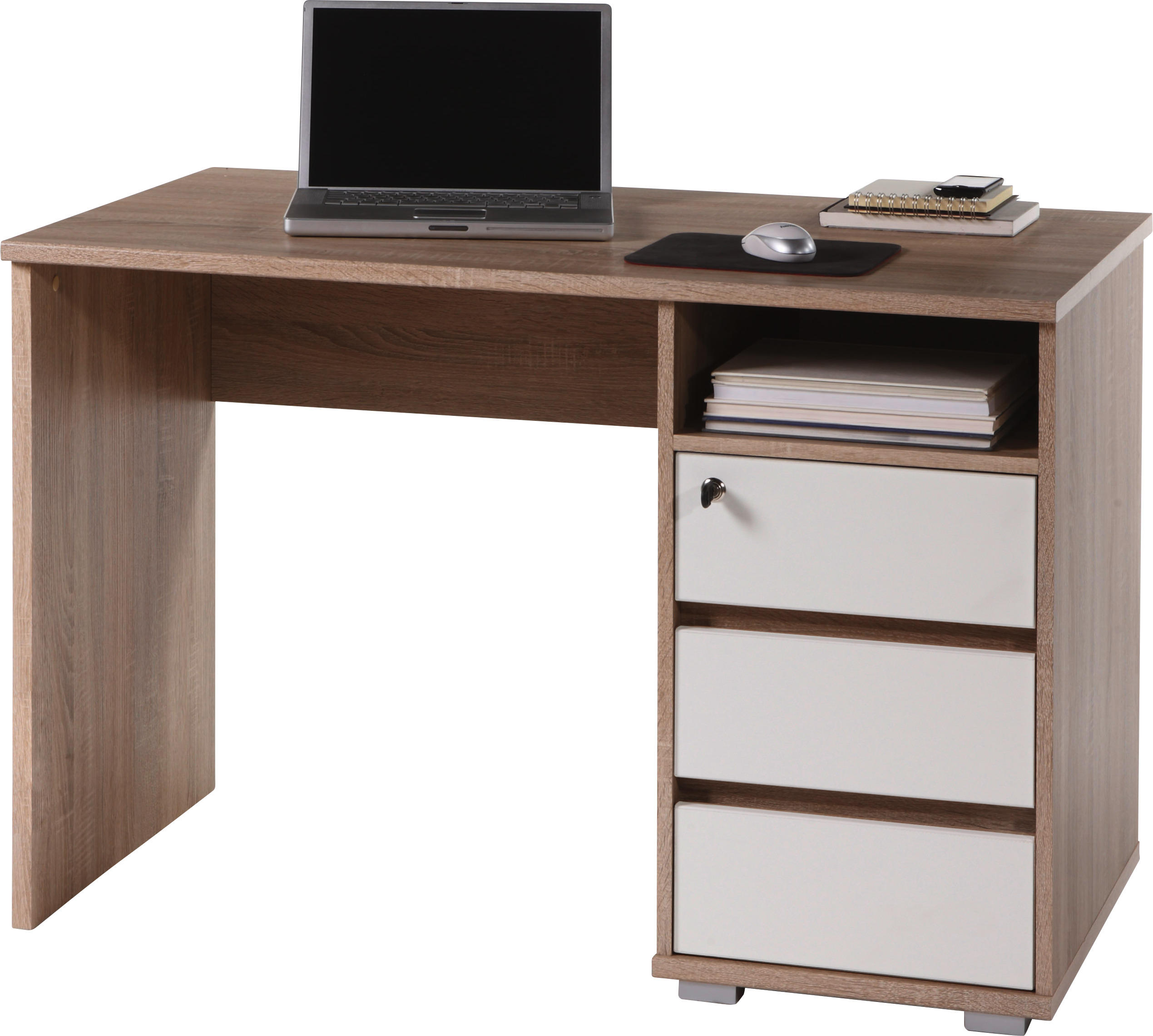 Schreibtisch Primus Eiche Sonoma Nachbildung weiß B/H/T: ca. 110x75x65 cm Primus - Eiche/weiß (110,00/75,00/65,00cm)