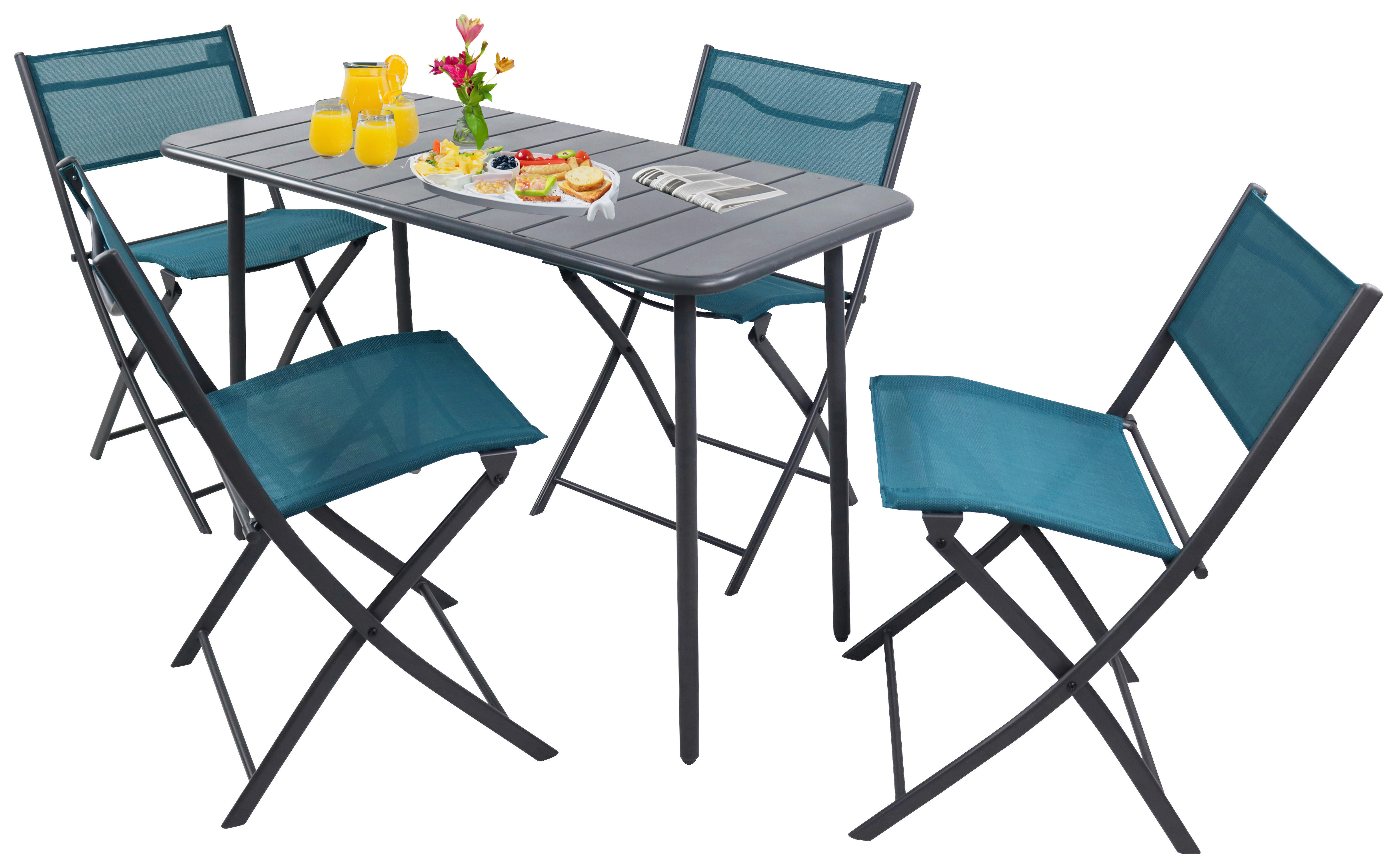 VCM Gartensitzgruppe Sumila türkis Stahl B/H/L: ca. 45x79x46 cm Sumila - türkis (46,00/45,00/79,00cm) - VCM