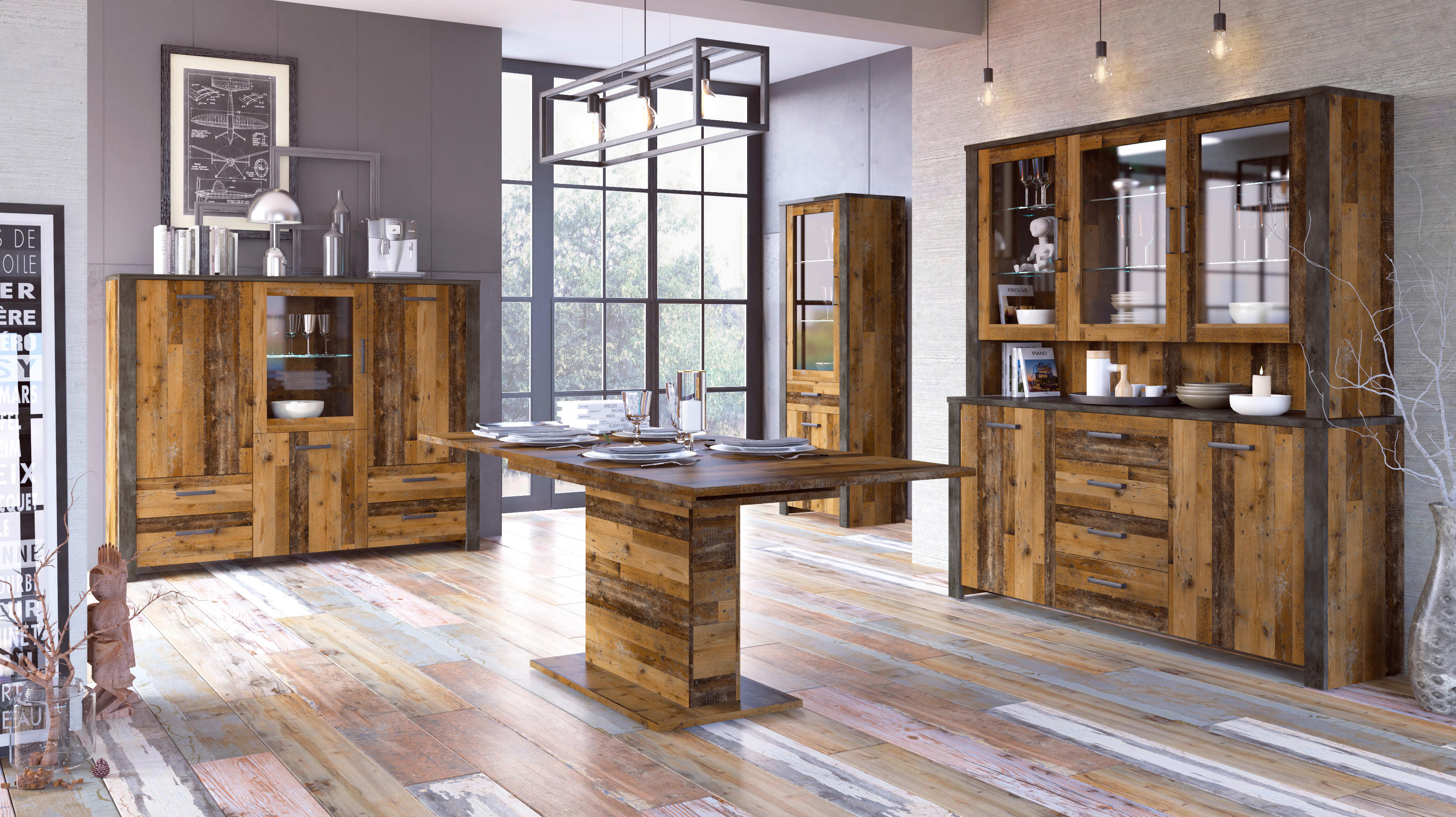 Esstisch Oregon Old Wood Nachbildung B/H/T: ca. 160x76x90 cm Oregon - (160,00/76,00/90,00cm)
