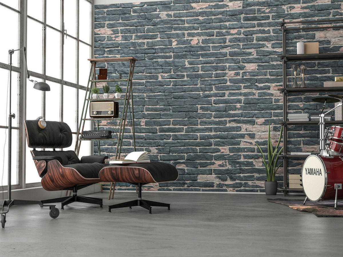 Komar Fototapete Painted Bricks XXL4-067 dunkelgrau B/H: ca. 368x248 cm Painted Bricks XXL4-067 - dunkelgrau (368,00/248,00cm) - Komar