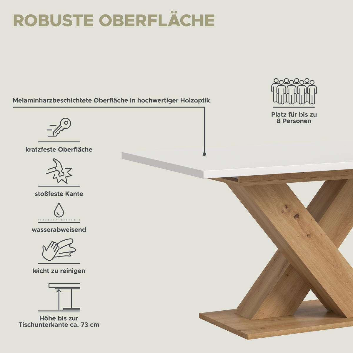 Esstisch MOTION weiß Artisan Nachbildung B/H/T: ca. 150x76x90 cm MOTION - weiß (150,00/76,00/90,00cm) - xonox.home