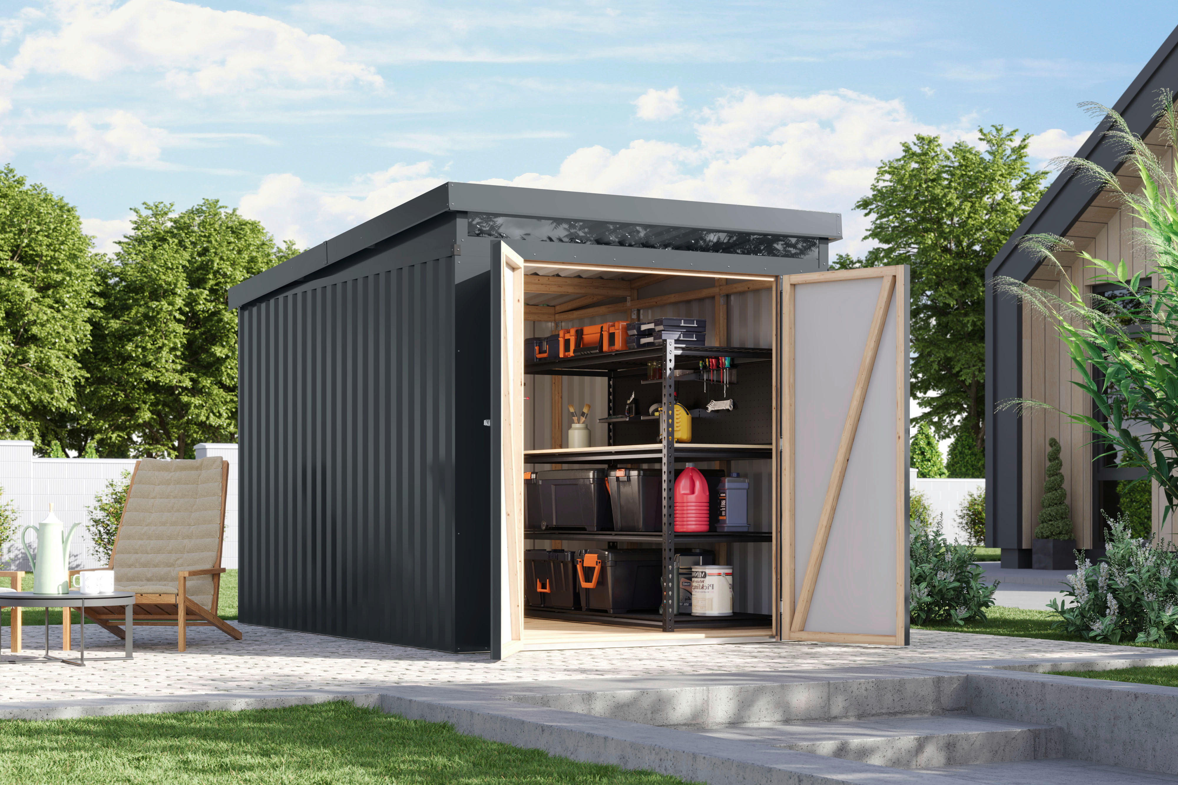 Karibu Gartenhaus IIndra 2,5 anthrazit B/H/T: ca. 206x213x289 cm IIndra 2,5 - anthrazit (206,00/213,00/289,00cm) - Karibu