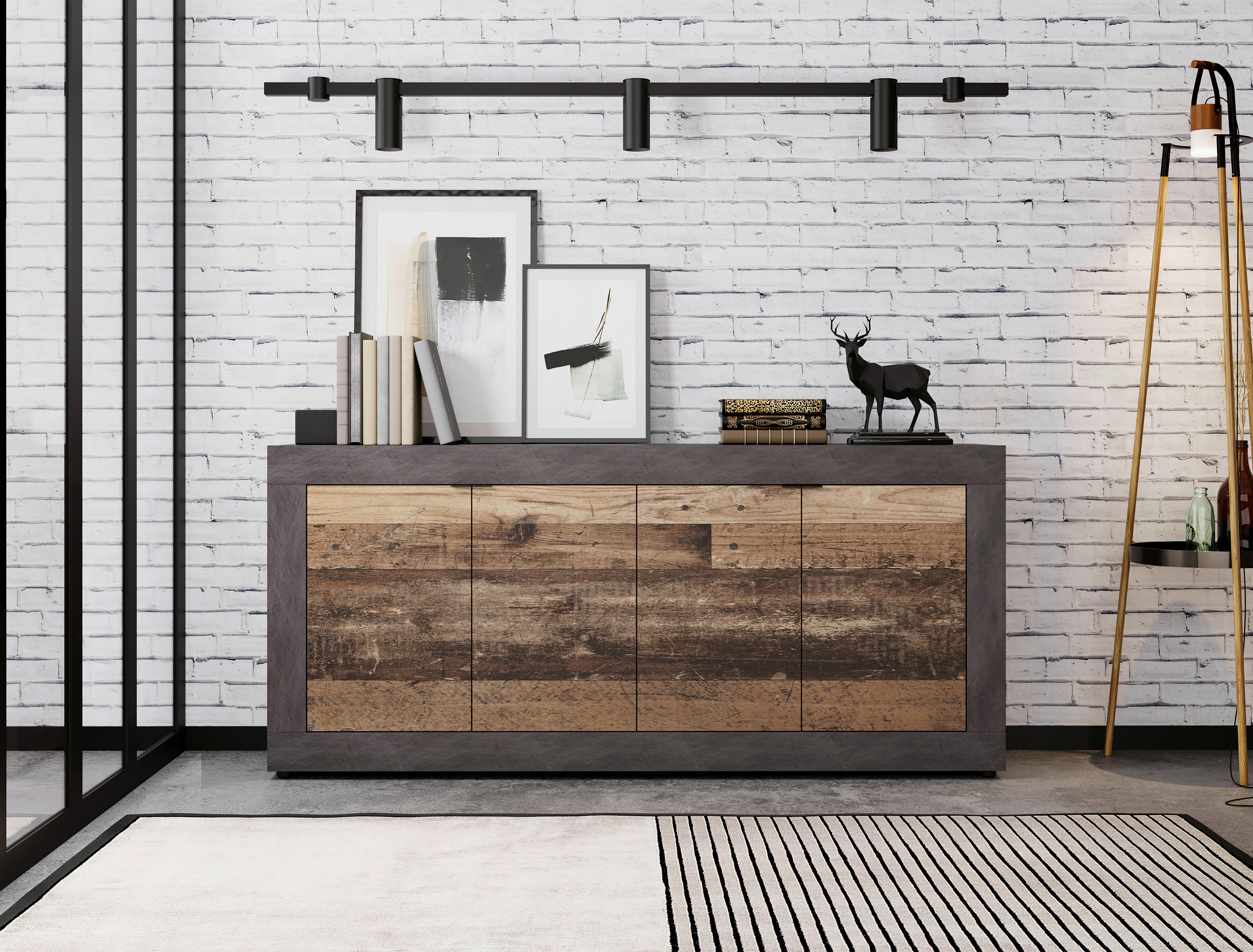Kommode LUNEA Eiche Matera Nachbildung Eiche Old Wood Nachbildung B/H/T: ca. 180x86x41,7 cm LUNEA - Eiche (180,00/86,00/41,70cm) - WIPMEB