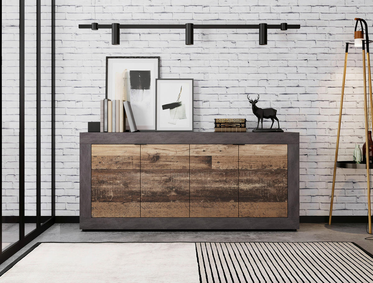 Kommode LUNEA Eiche Matera Nachbildung Eiche Old Wood Nachbildung B/H/T: ca. 180x86x41,7 cm LUNEA - Eiche (180,00/86,00/41,70cm) - WIPMEB