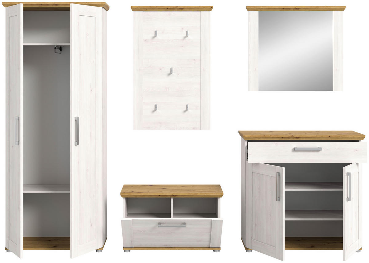 Garderobe Verona Sibiu Lärche Nachbildung Eiche Artisan Nachbildung B/H/T: ca. 285x196x39 cm Verona - Eiche (285,00/196,00/39,00cm) - xonox.home