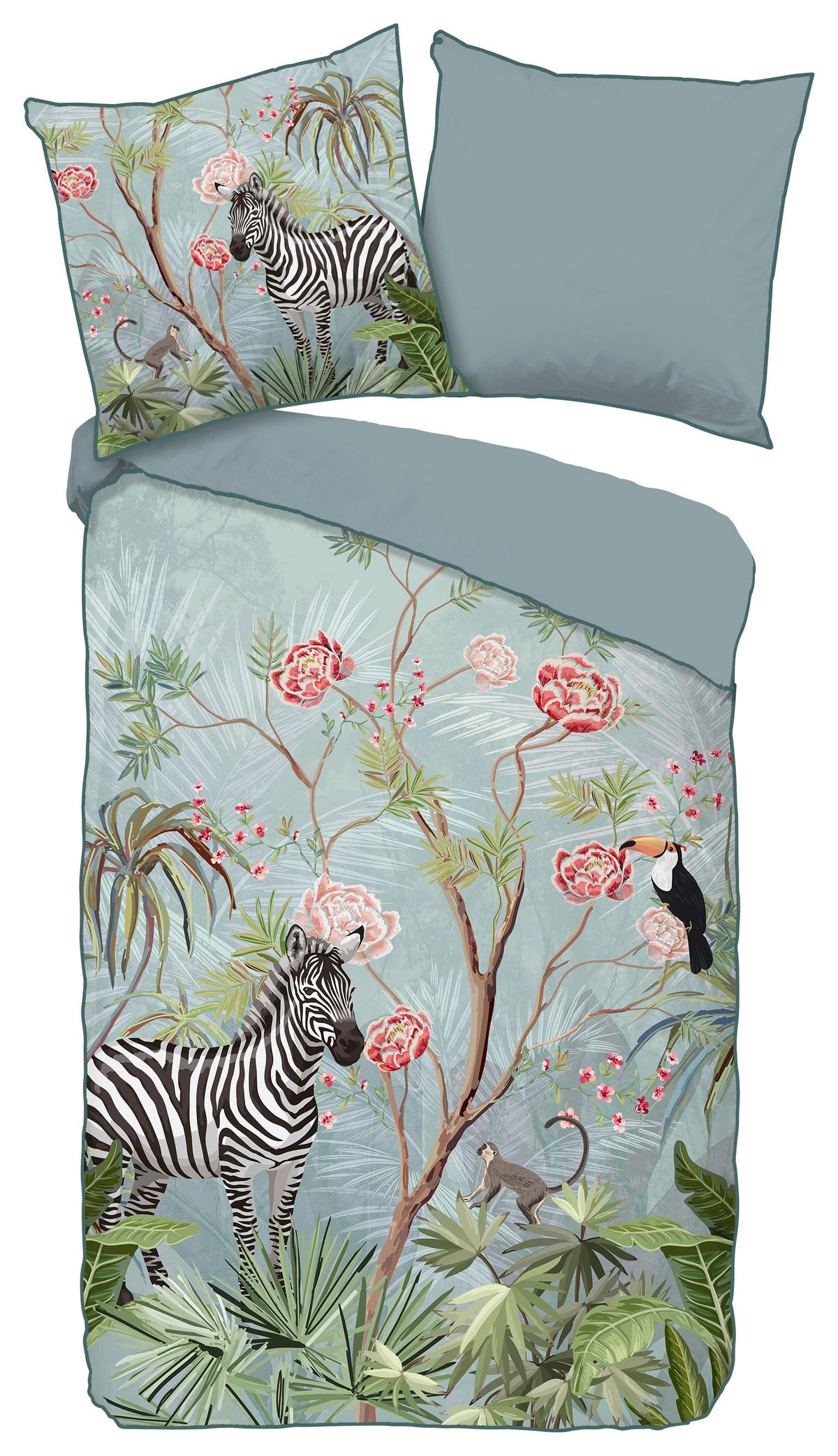 Baumwoll Bettwäsche Yasmin Satin Yasmin - aqua (155,00/220,00cm) - Descanso