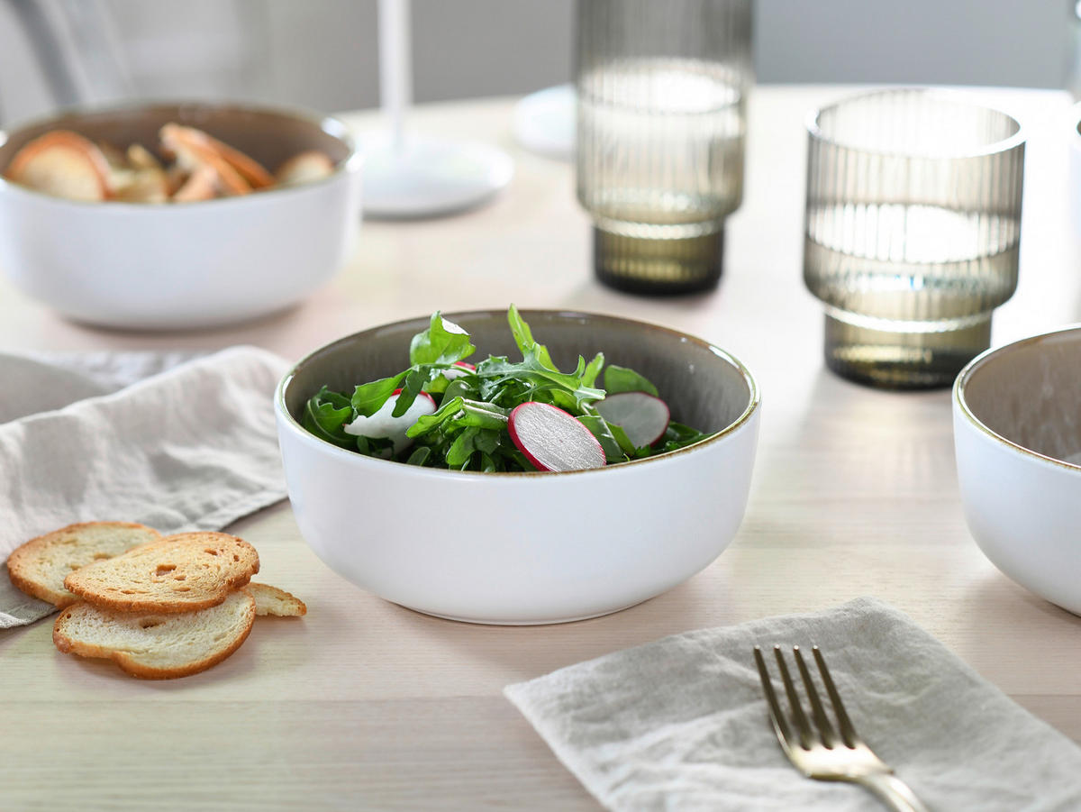 CreaTable Kombiservice Nordic Fjord sand Steinzeug 16 tlg. Nordic Fjord - sand/weiß - CreaTable