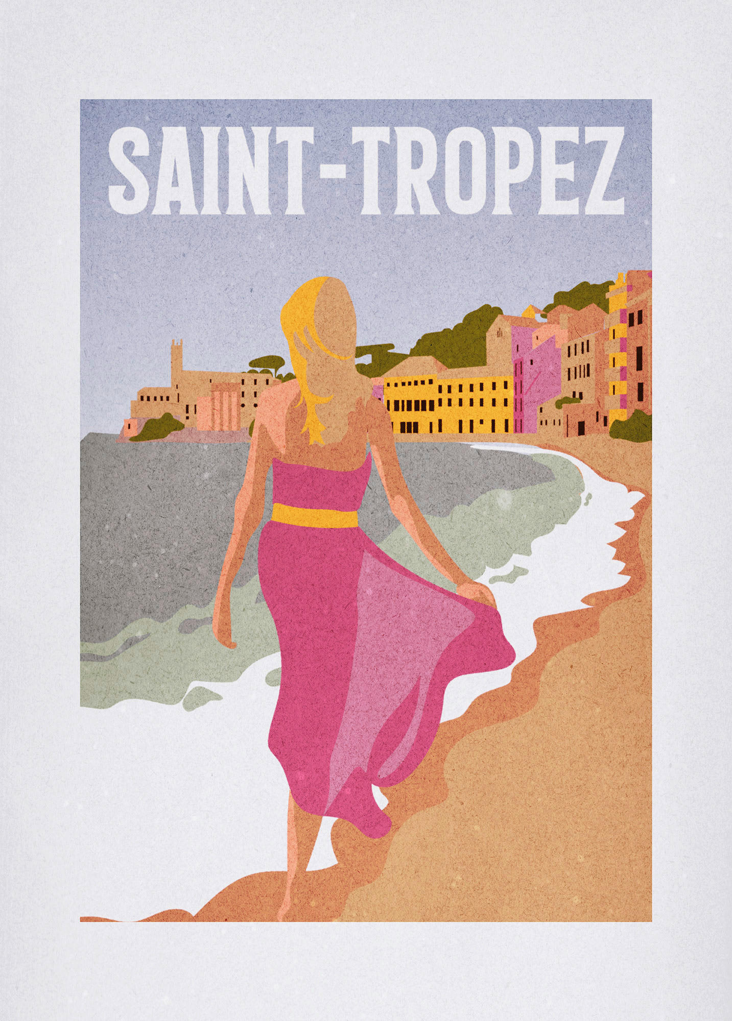 Komar Wandbild Vintage Travel Saint-Tropez Strand B/L: ca. 30x40 cm günstig online kaufen