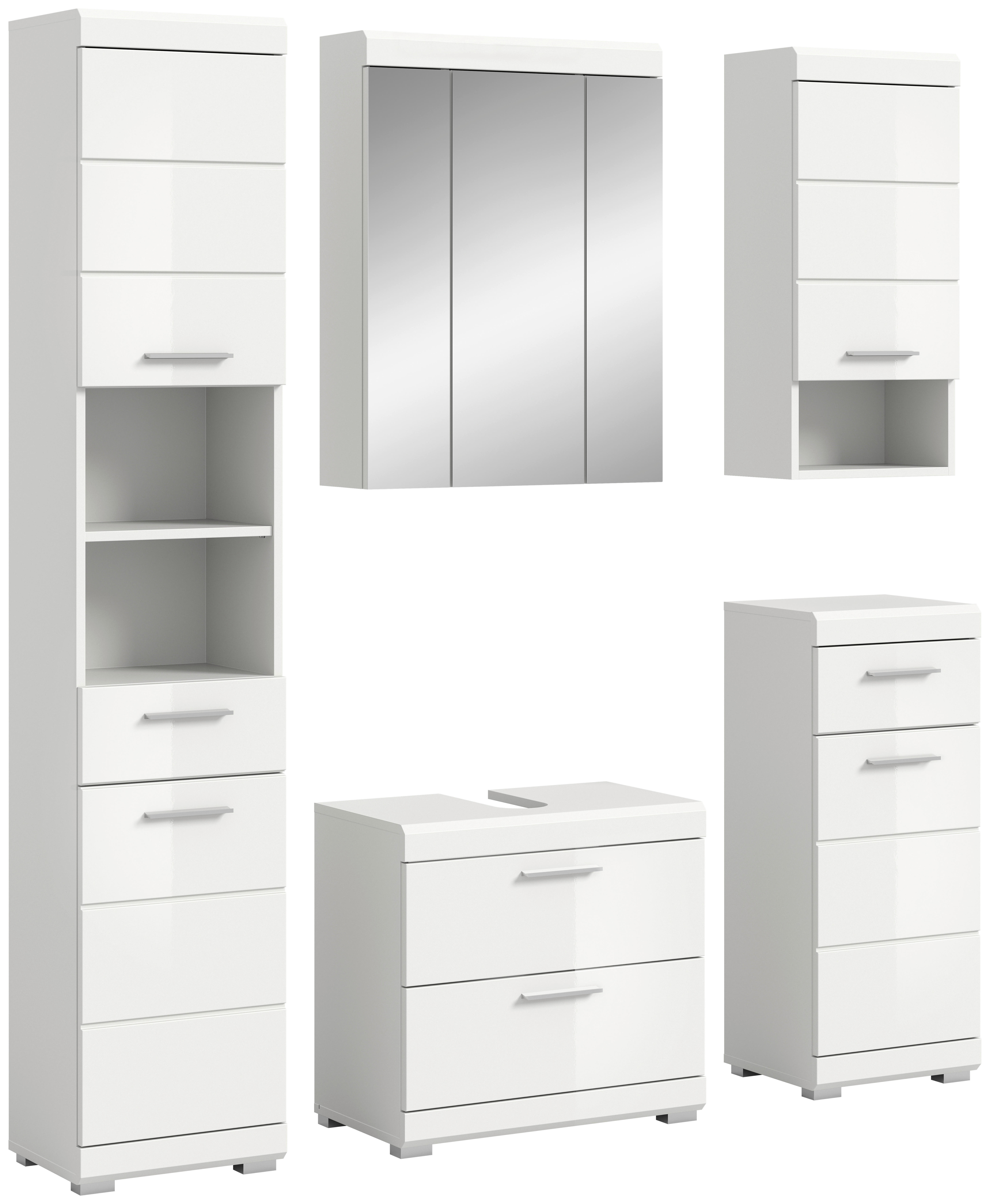 Badezimmer-Set Scout weiß weiß Hochglanz B/H/T: ca. 164x191x37 cm Scout - weiß (164,00/191,00/37,00cm) - xonox.home