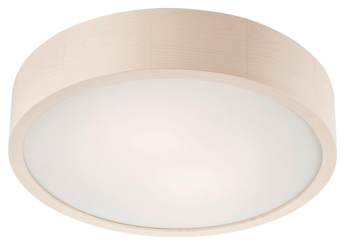 Lamkur Deckenleuchte weiß Glas Holz B/H/L: ca. 38,5x12x38,5 cm 2 Brennstellen Eveline - weiß (38,50/38,50/12,00cm) - Lamkur