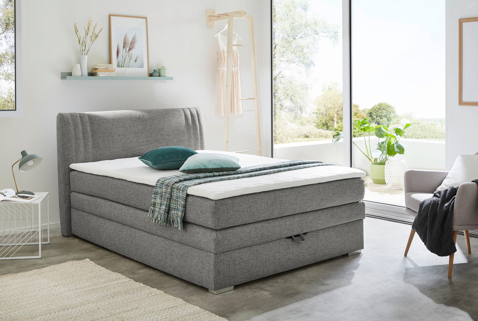 Boxspringbett  dunkelgrau Liegefläche B/L: ca. 140x200 cm Amira_Boxspringbett - dunkelgrau (154,00/105,00/217,00cm)