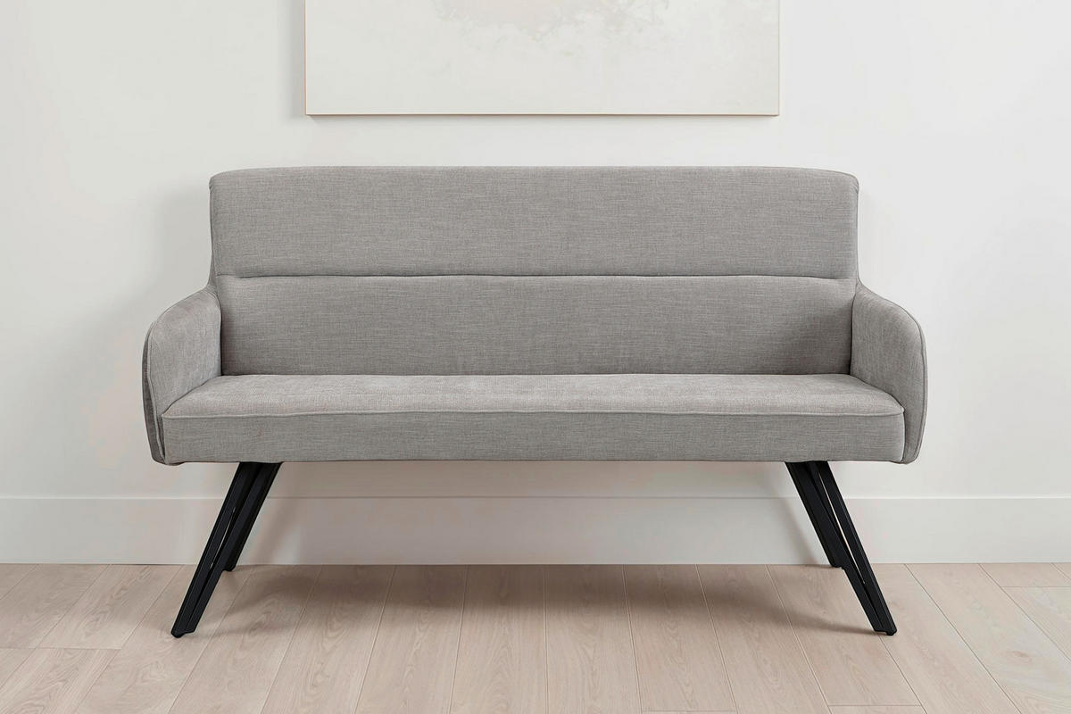 Sitzbank TINO schwarz grau Metall Microfaser B/H/T: ca. 140x94x67 cm TINO - schwarz/grau (140,00/94,00/67,00cm) - byLIVING