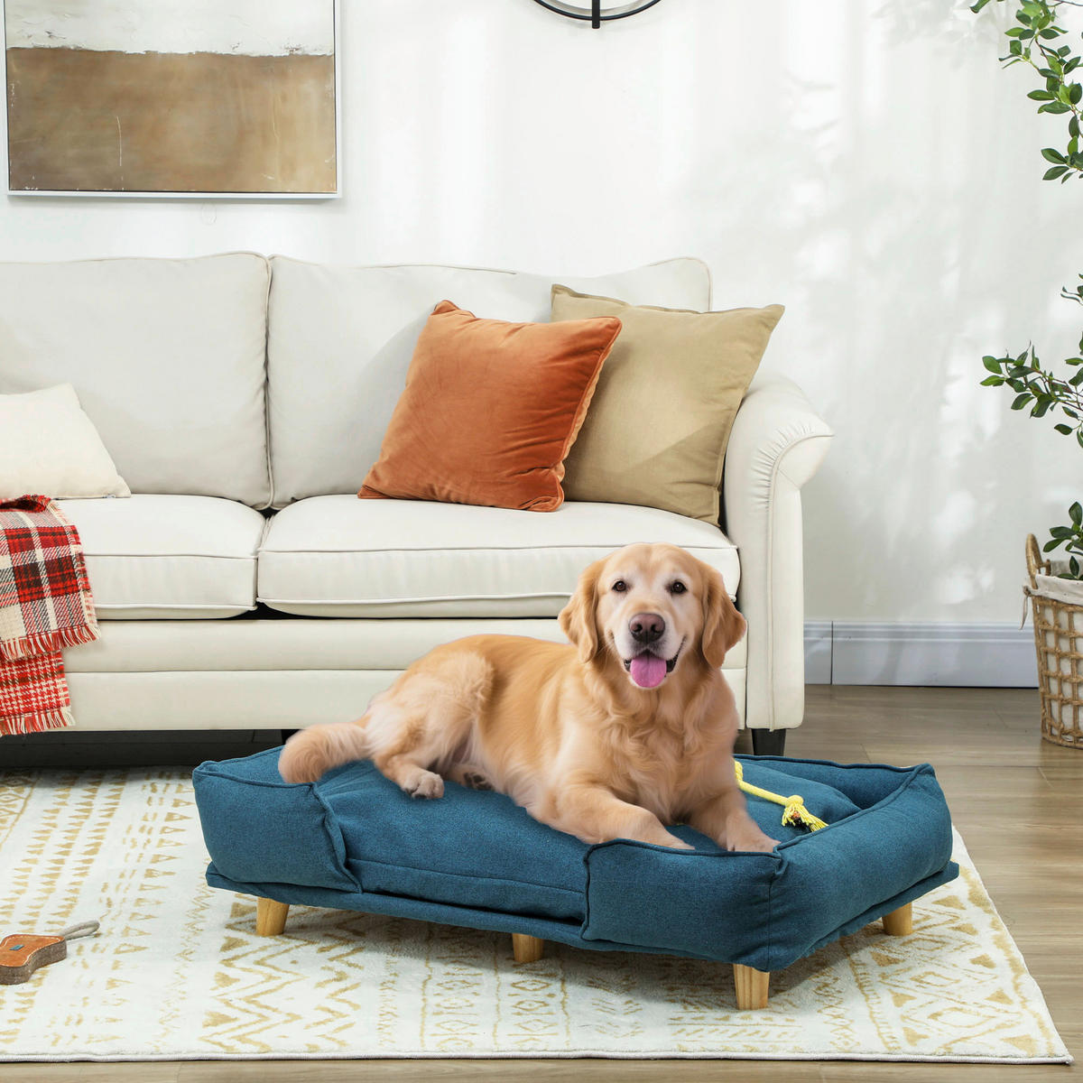 PawHut Hundesofa blau MDF B/H/L: ca. 66x24x96 cm Hundesofa - blau (96,00/66,00/24,00cm) - PawHut