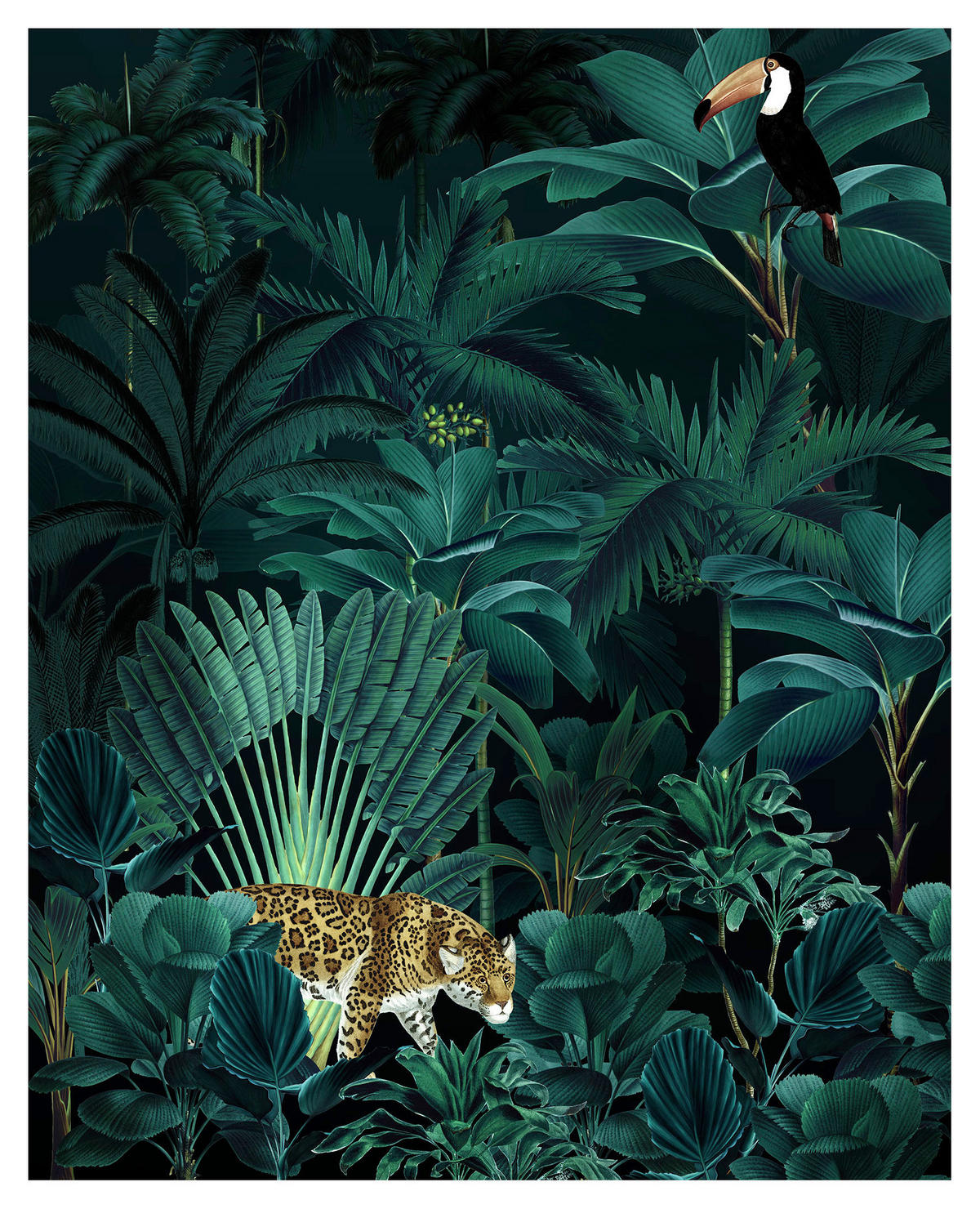 Komar Fototapete Jungle Night Dschungel B/L: ca. 200x250 cm Jungle Night - (200,00/250,00cm) - Komar