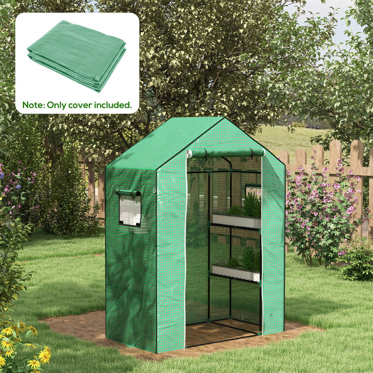 Outsunny Gewächshausfolie B/H/L: ca. 73x190x140 cm Gewächshausfolie - grün (140,00/73,00/190,00cm) - Outsunny