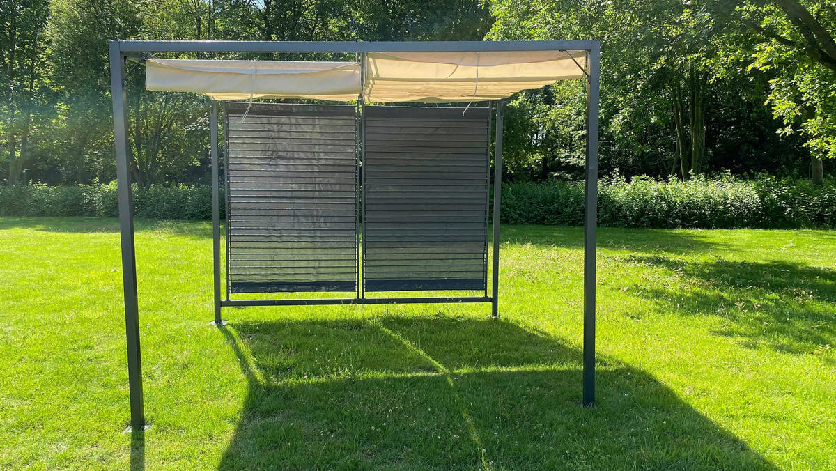 Grasekamp Seitenteile für Flachdachpergola Venecia grau Textilene B/L: ca. 129x220 cm Venecia - grau (129,00/220,00cm) - Grasekamp