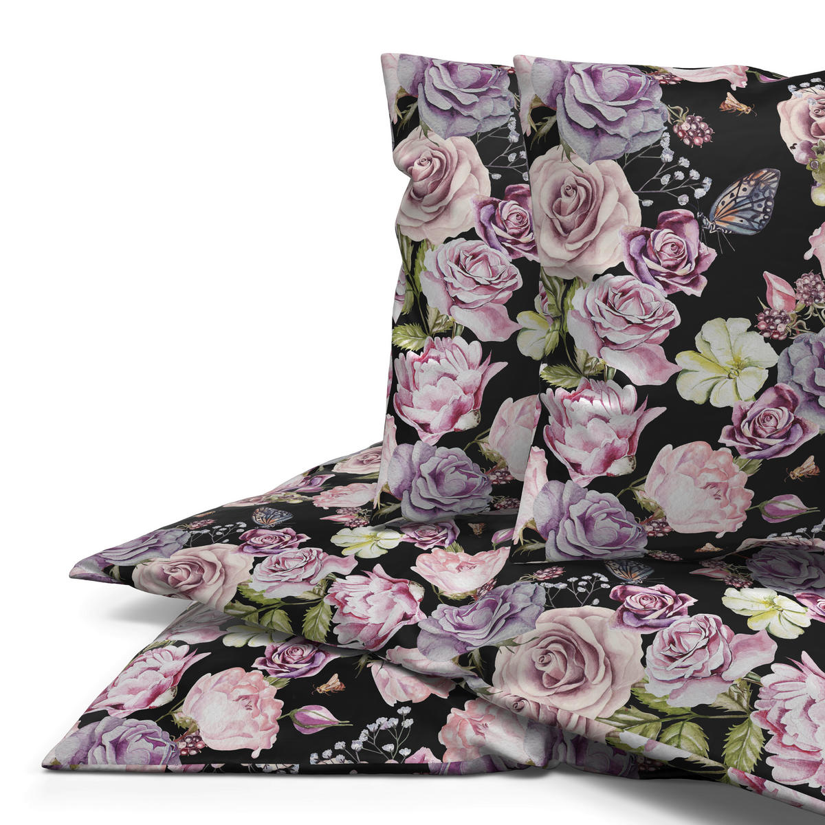Microfaser Bettwäsche Bettwäsche_Microfaser Lina 200x200 - rosé/schwarz (200,00/200,00cm)