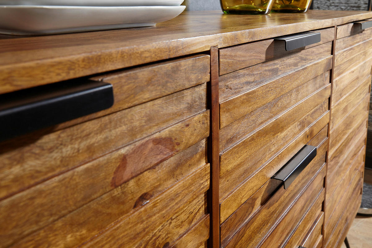 Sideboard natur schwarz B/H/T: ca. 160x88x40 cm Sideboard - natur/schwarz (160,00/88,00/40,00cm) - Wohnling