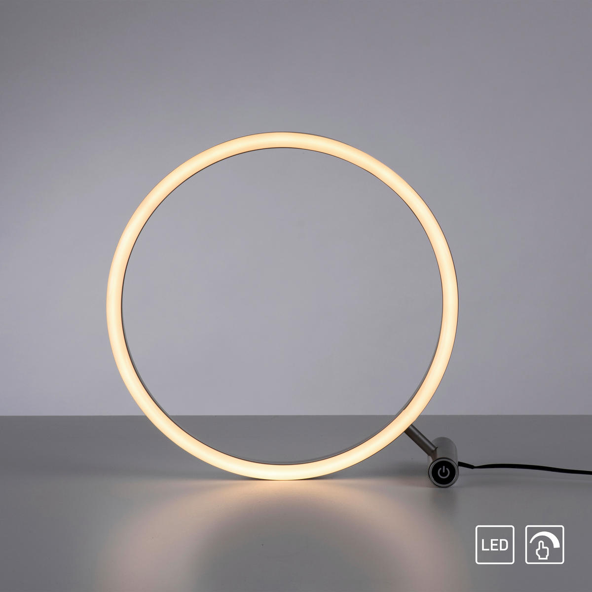 Just Light LED-Touch-Tischleuchte RITUS 15390-95 Alu weiß Metall B/H/T: ca. 30x30x10 cm 1 Brennstellen RITUS - weiß/Alu (30,00/30,00/10,00cm) - Just Light