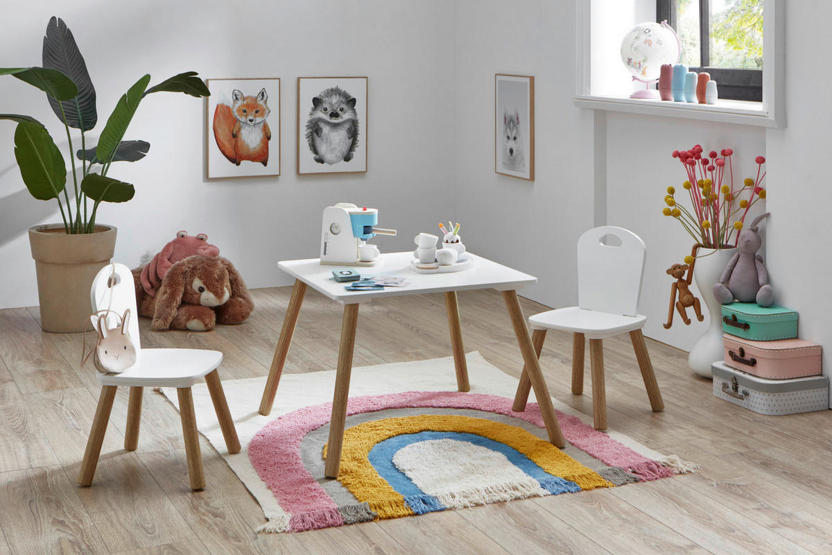 Kindermöbel-Set 3er Set Pinie Nachbildung weiß B/H/T: ca. 55x43x55 cm 3er Set - weiß (55,00/43,00/55,00cm) - xonox.home