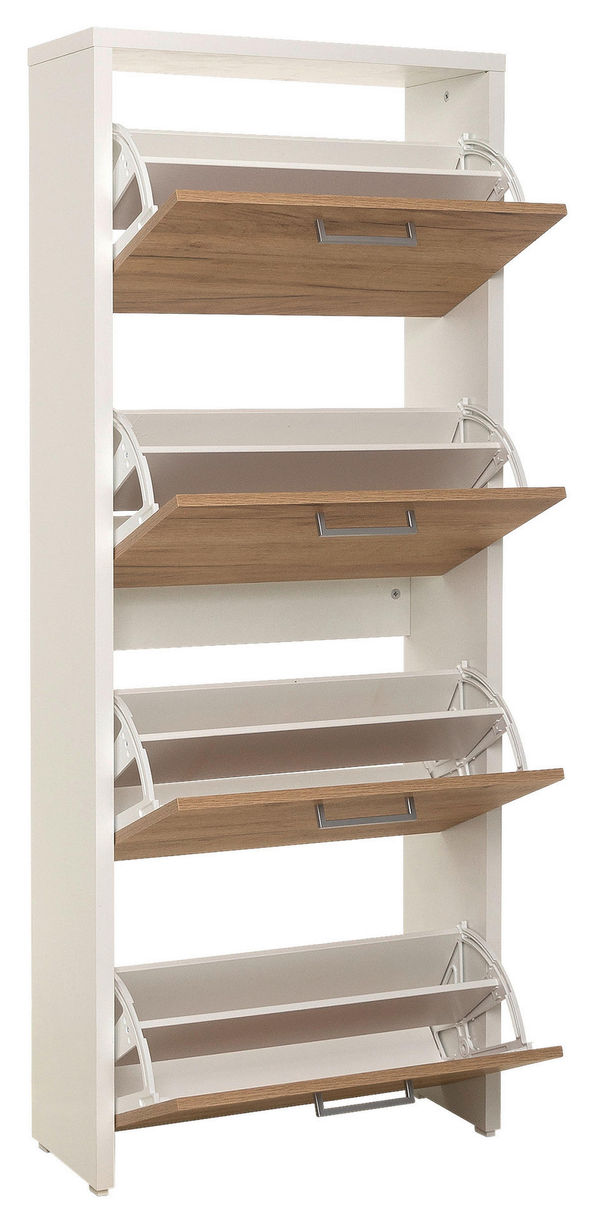 Schuhkipper Fulda 2 weiß honig Eiche Nachbildung B/H/T: ca. 61x152x25 cm Fulda 2 - weiß/honig (61,00/152,00/25,00cm)