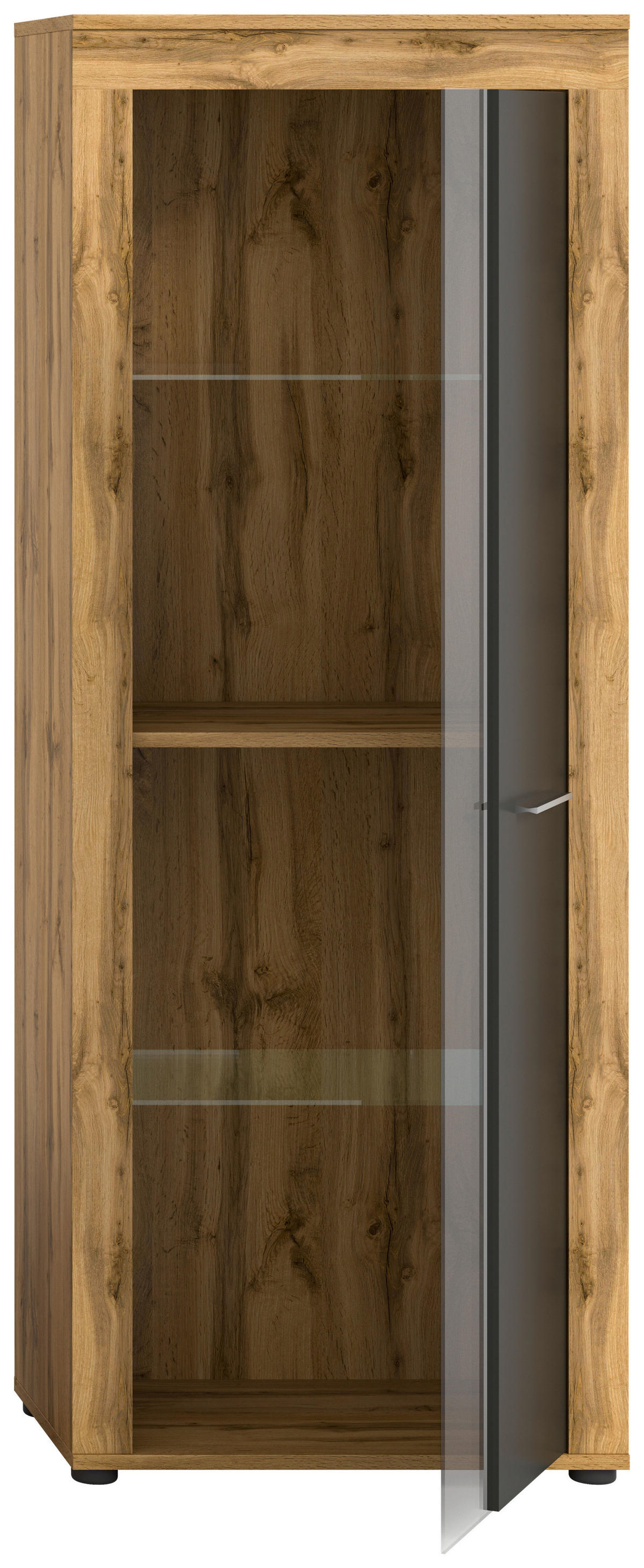 Vitrine Jam Eiche Wotan Nachbildung grau B/H/T: ca. 60x159x35 cm Jam - Eiche/grau (60,00/159,00/35,00cm) - xonox.home