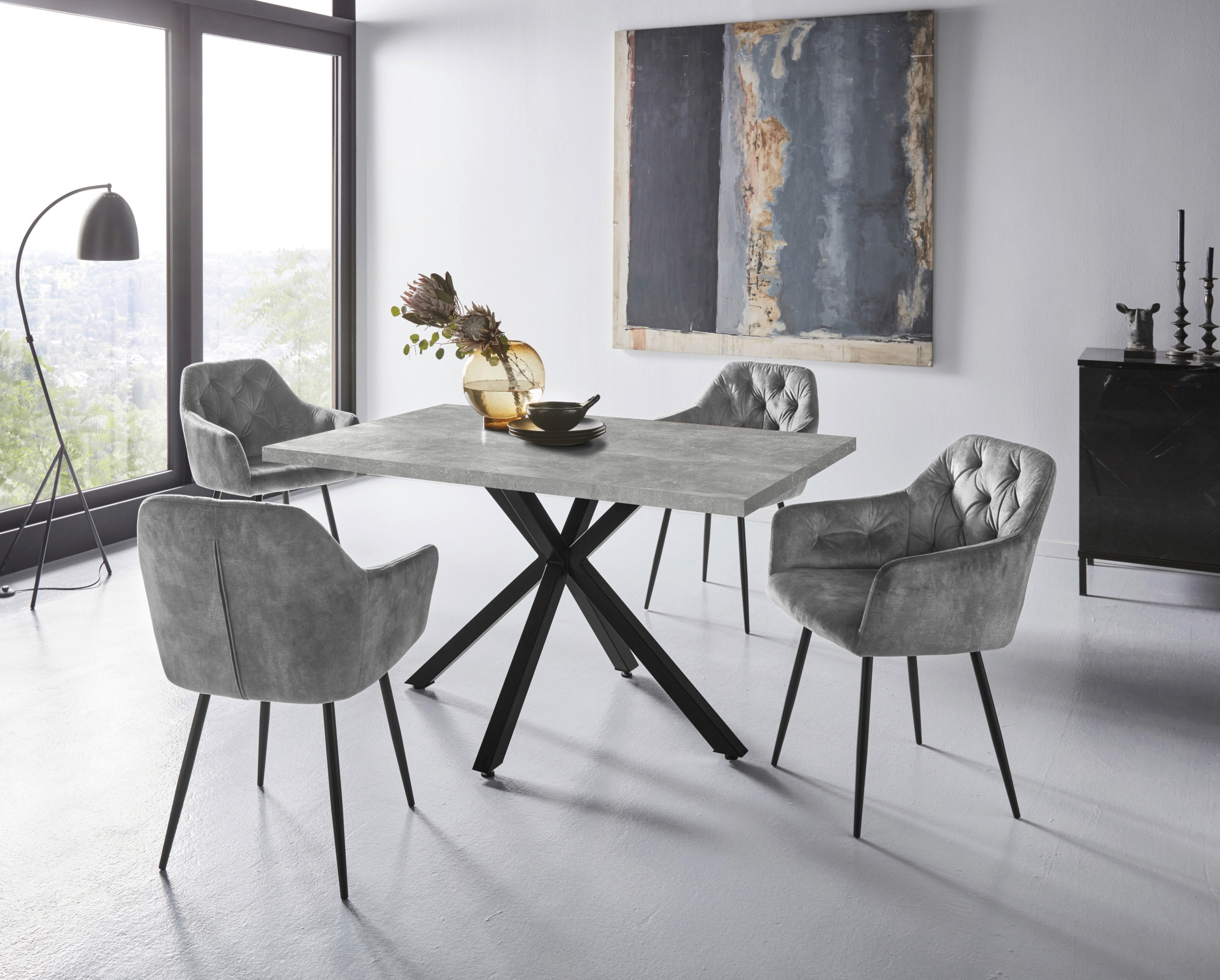 Essgruppe Cleo II grau Beton B/H/T: ca. 140x76x90 cm Cleo II - Beton/grau (140,00/76,00/90,00cm) - Hela