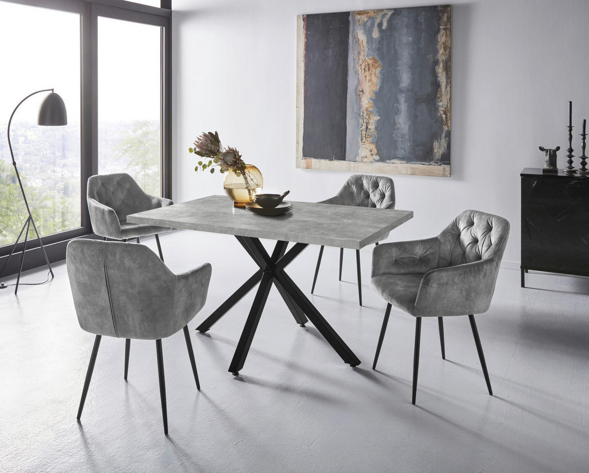 Essgruppe Cleo II grau Beton B/H/T: ca. 140x76x90 cm Cleo II - Beton/grau (140,00/76,00/90,00cm) - Hela