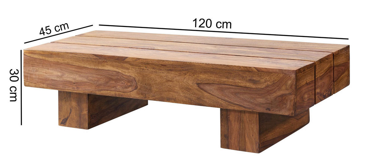 Couchtisch natur B/H/T: ca. 120x30x45 cm Couchtisch - natur (120,00/30,00/45,00cm) - Wohnling