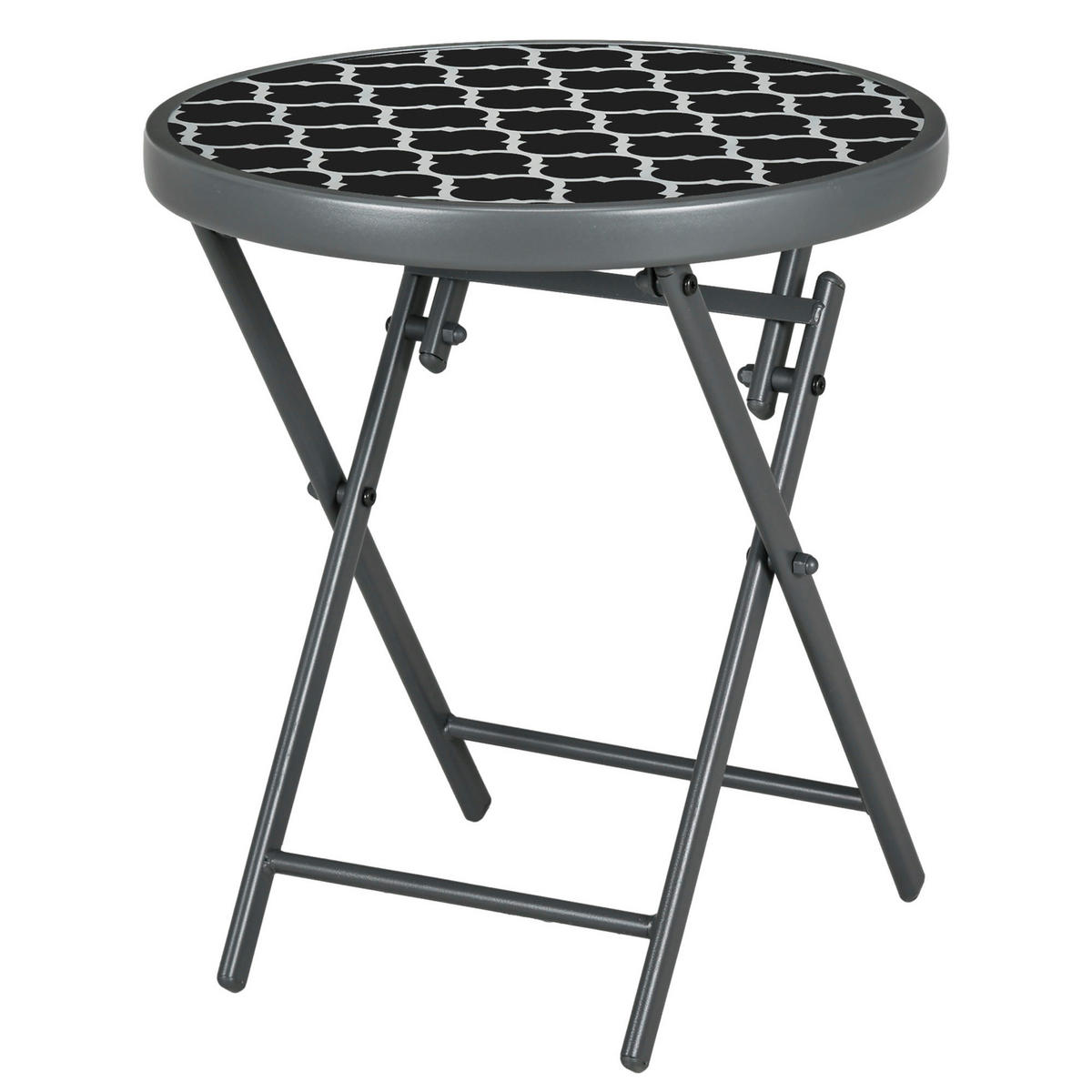 Outsunny Garten-Beistelltisch schwarz Metall B/H/L: ca. 45x50x45 cm Garten-Beistelltisch - schwarz (45,00/45,00/50,00cm) - Outsunny