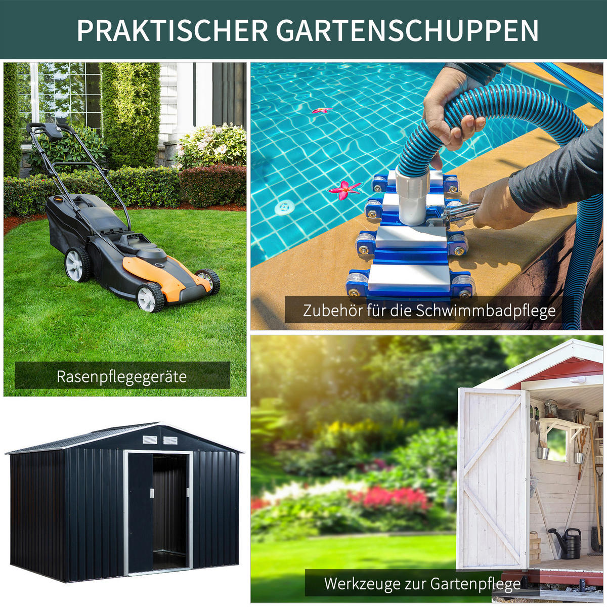 Outsunny Gartenhaus grau B/H/L: ca. 195x192x277 cm Gartenhaus - grau (277,00/195,00/192,00cm) - Outsunny