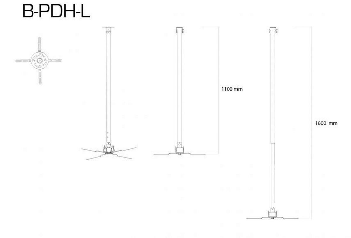 VCM Deckenhalterung Deckenhalterung schwarz Deckenhalterung B-PDH - schwarz (22,00/70,00/24,00cm) - VCM