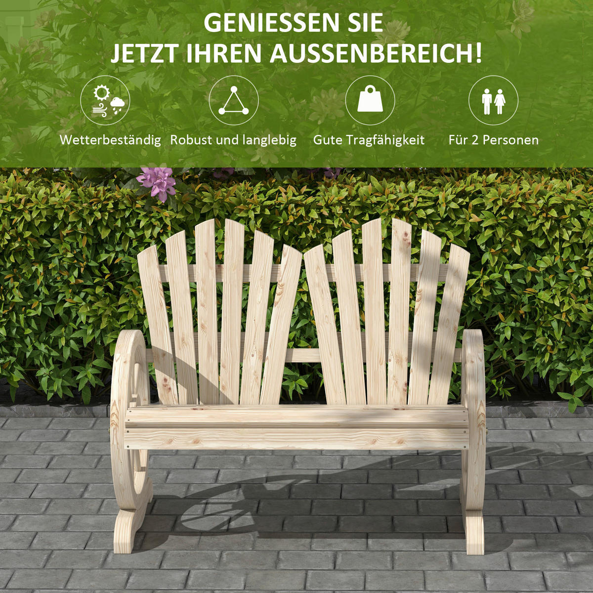 Outsunny Gartenbank natur Polypropylen B/H/L: ca. 66x108x95 cm Gartenbank - natur (95,00/66,00/108,00cm) - Outsunny