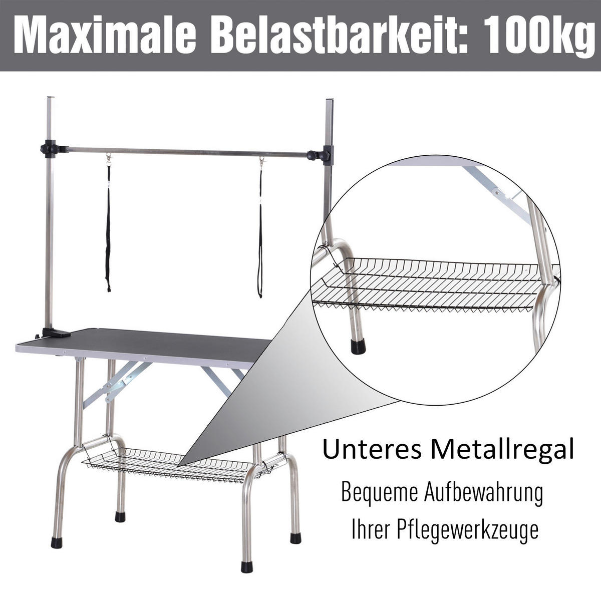 PawHut Hundetrimmtisch schwarz Gummi B/H/L: ca. 60x170x107 cm Hundetrimmtisch - schwarz (107,00/60,00/170,00cm) - PawHut